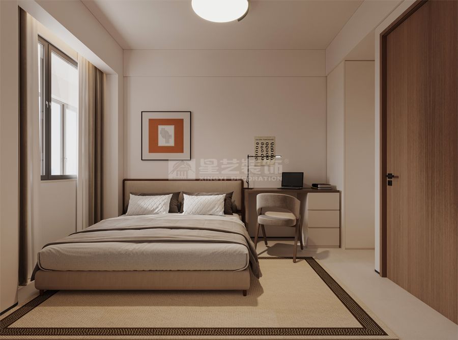 新中式风格大横厅设计，推拉门分隔独立书房的现代家居方案(图7)